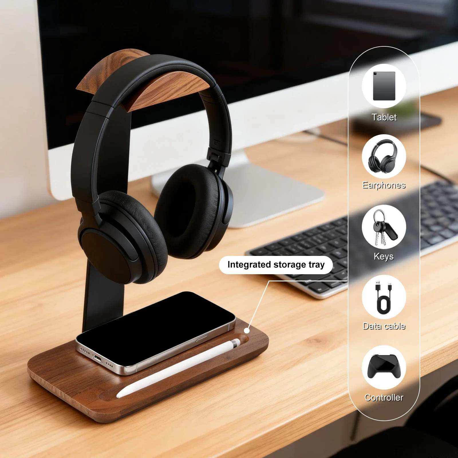 Universal Wood Headphone Stand - Headphone Stand Desk 评论和价格